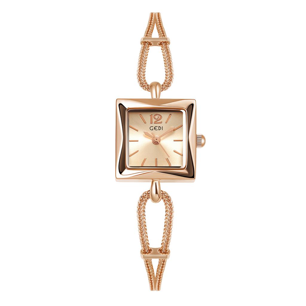 New Goldie niche women's watch simple small square plate alloy bracelet watch women's antique quartz watch