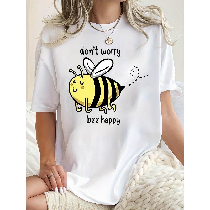 Women's Casual Bee Graphic Print T-Shirt Crew Neck Short Sleeve All-Season Top