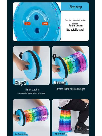 Compact Adjustable Rainbow Telescopic Folding Stool for Outdoor and Fishing