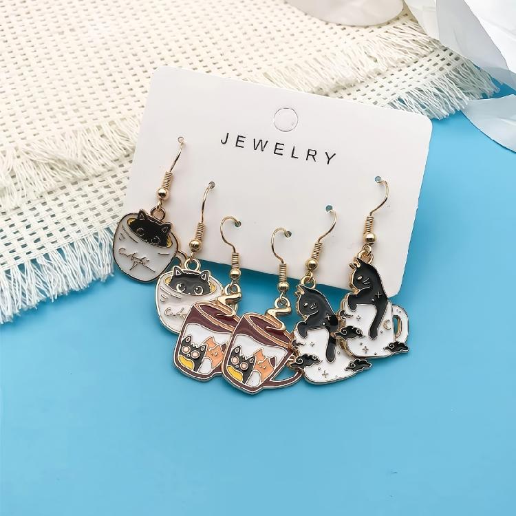 Stylish Cats Shape Ear Jewelry Alloy Texture Party Earrings Fashion Geometric Pendant Accessories for Party and Daily