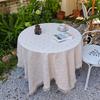 Toalha de Mesa Redonda em Algodão e Linho Cor Creme Francesa Decoração de Mesa Fundo para Fotos Pano com Franjas Capa para Mesa de Café Toalha de Mesa para Mesa de Jantar
