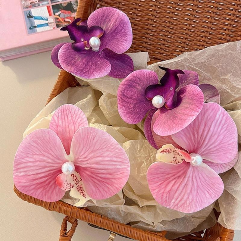 Süße Phalaenopsis-Blumen-Haarnadel 2024 Mode Blumenperlen Haarspange Weiblicher Kopfschmuck Einzigartige Haarspangen für Frauen
