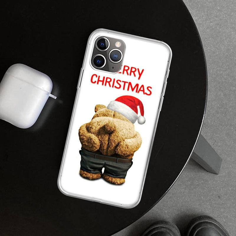 Naughty Cute Bear Funny Mascot Phone Case Cover for iPhone 11 12 13 Mini 14 15 Plus 16 Pro Max 17 Air 7 8 + SE Art Customized Fu