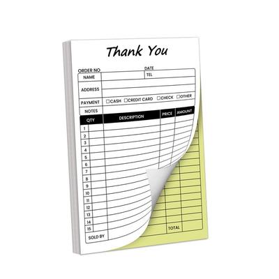 Weiß Gelb Rechnungsheft Kohlepapier Durchschlag Bestellbuch Dankeschön Quittungsbuch Geschäfte