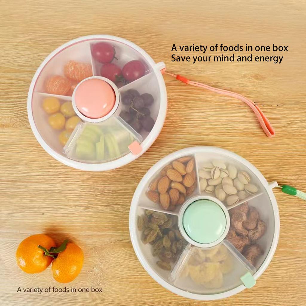 ZK30 360° Rotating Snack Container Large Capacity Sealing Kids Fruit Storage Box Bundle with Lid for Home Mint Green