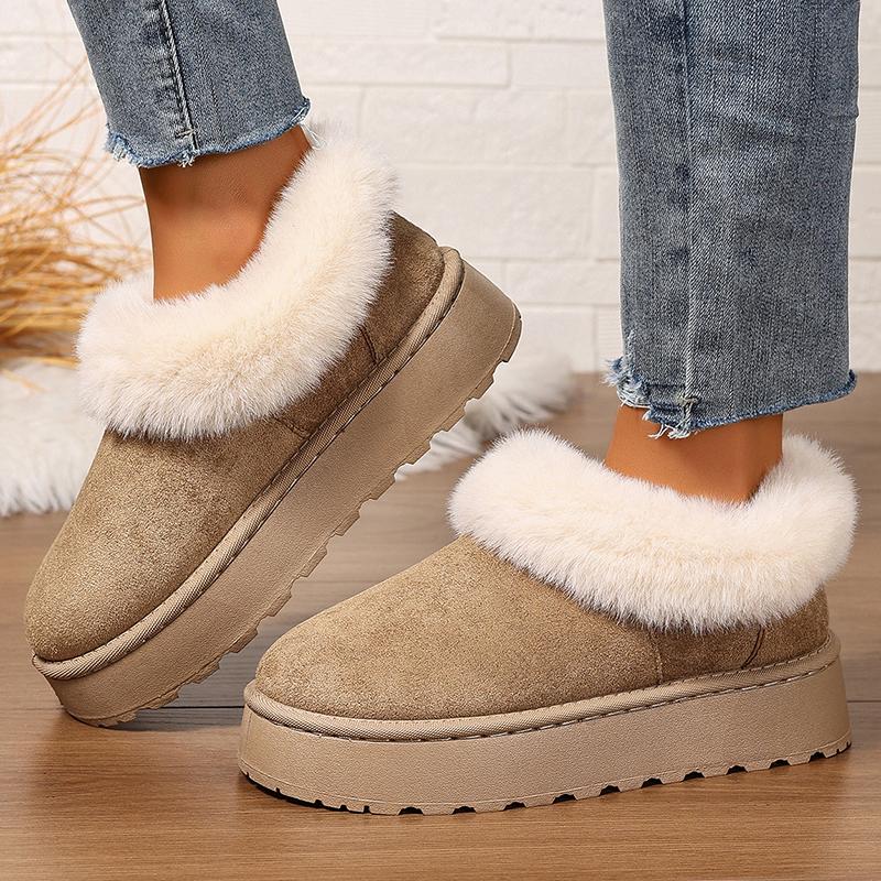 Fashion Fluffy Furry Platform Snow Boots Woman 2025 Thicken Plush Warm Winter Ankle Boots for Women Non Slip Thick Sole Cotton Shoes