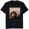 Summer Fun Battle Pilot Cat Face Meme Printed Tshirt Fashionable and Unique Street Trend Mens Shortsleeved Tshirt