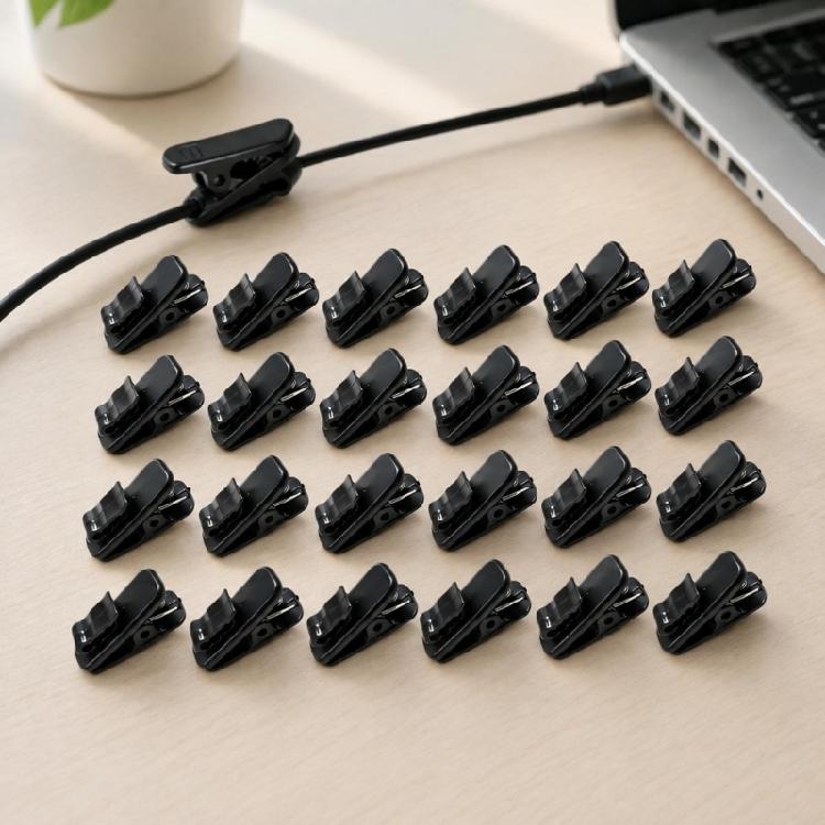 Spring Grip Thin Cord Fasteners with Separate Routing Guides for Earphone Cable Management Across Several Locations