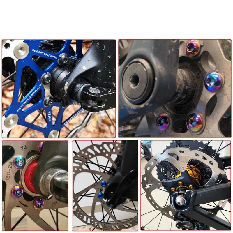 12pcs Colorful Bicycle Disc Brake Rotor Bolts T25 M5x9mm Stainless Steel Road Bike Fixing Screws Part Cycling Accessory