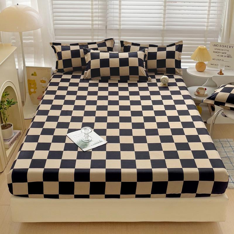 Four Seasons Skin-friendly Washed and Brushed Solid Color Pillowcase Protective Cover Double Fitted Sheet Taiwan Bed Bag