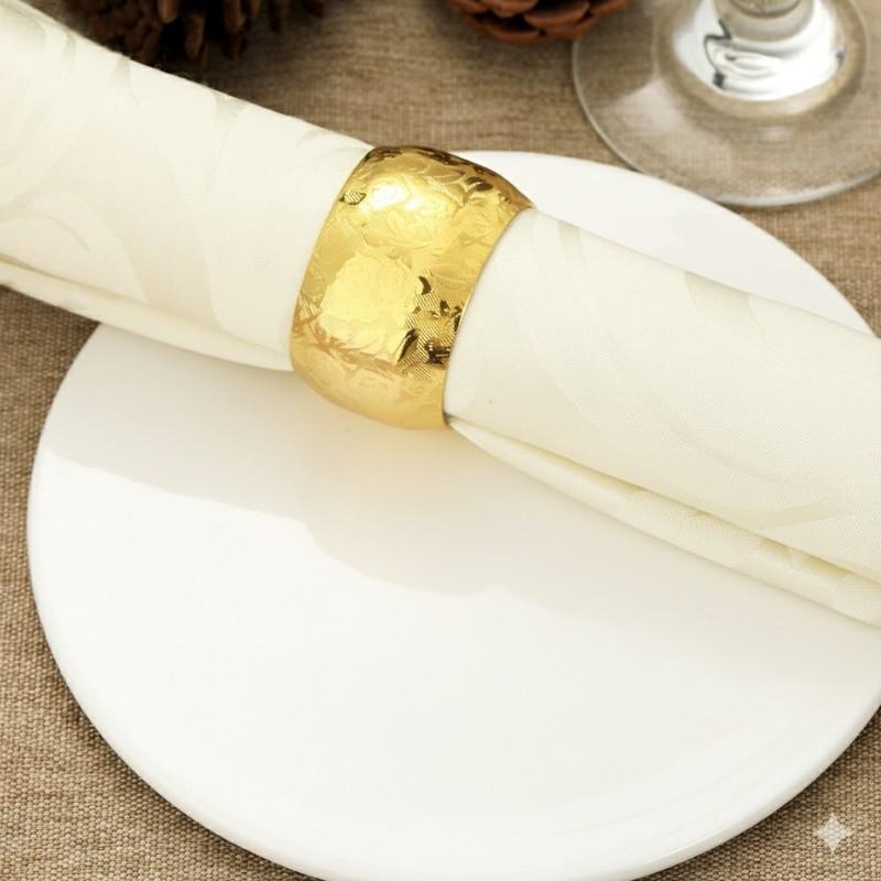A03F-Gold Napkin Ring Buckles 6PCS For Wedding Party Dinnig Table Decoration Christmas Thanksgiving Birthday Napkin Holders