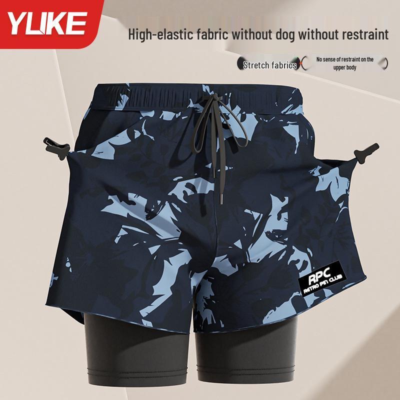 Herren Doppellagige Square-Leg Badehose - Fünf-Punkt-Stil, Anti-Peinlichkeit, Professionelle Strandbekleidung für Erwachsene.