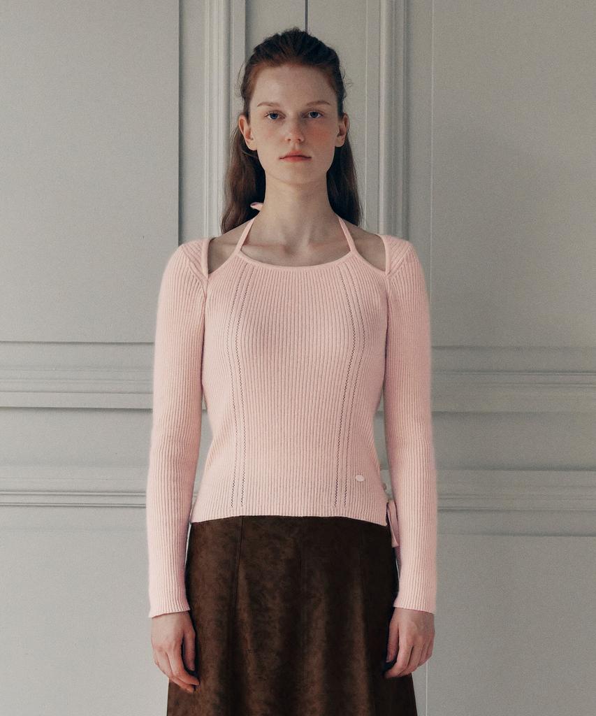 ROLAROLA Angora Halterneck Knit Baby Pink