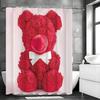 Red Rose Bear Shower Curtain, Bathroom Decorative Shower Curtain, Waterproof Shower Curtain with Hooks