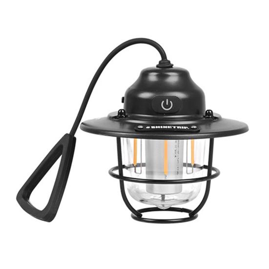 

Светодиодный фонарь для кемпинга, перезаряжаемый, ультра-яркий, для кемпинга, водонепроницаемый, с регулируемой яркостью, подвесная ретро-электрическая лампа чёрный