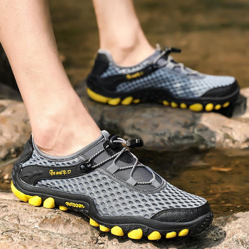 

Summer breathable mesh outdoor shoes hiking shoes men s light one-pedal fishing hiking beach wading shoes women 36 світло-сірого кольору