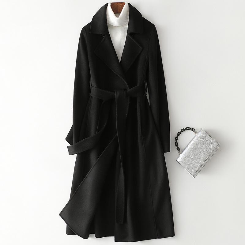 

2022 Double-Sided Cashmere Slim-Fit Women s Long Wool Coat Medium