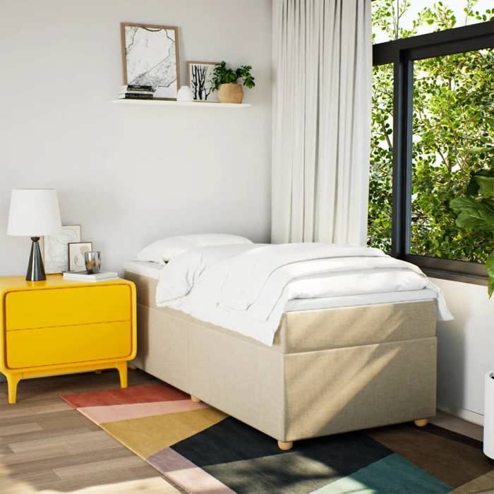 Maison Exclusive - Sommier à lattes de lit avec matelas Crème 80x200 cm Tissu