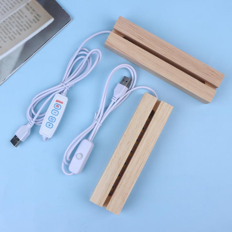 LED Rectangular Wooden Night Light Base Artistic Lamp With USB Powered Switch Suitable For Glass Art And Resin Decor