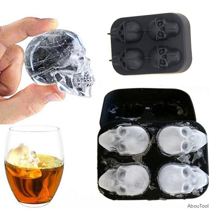 3D Skull Ice Cube Ice Maker Mold Silicone Cube Tray For Party Bar Whisky Wine Drinks Ice Molds Decoration Tools Popsicle Mold