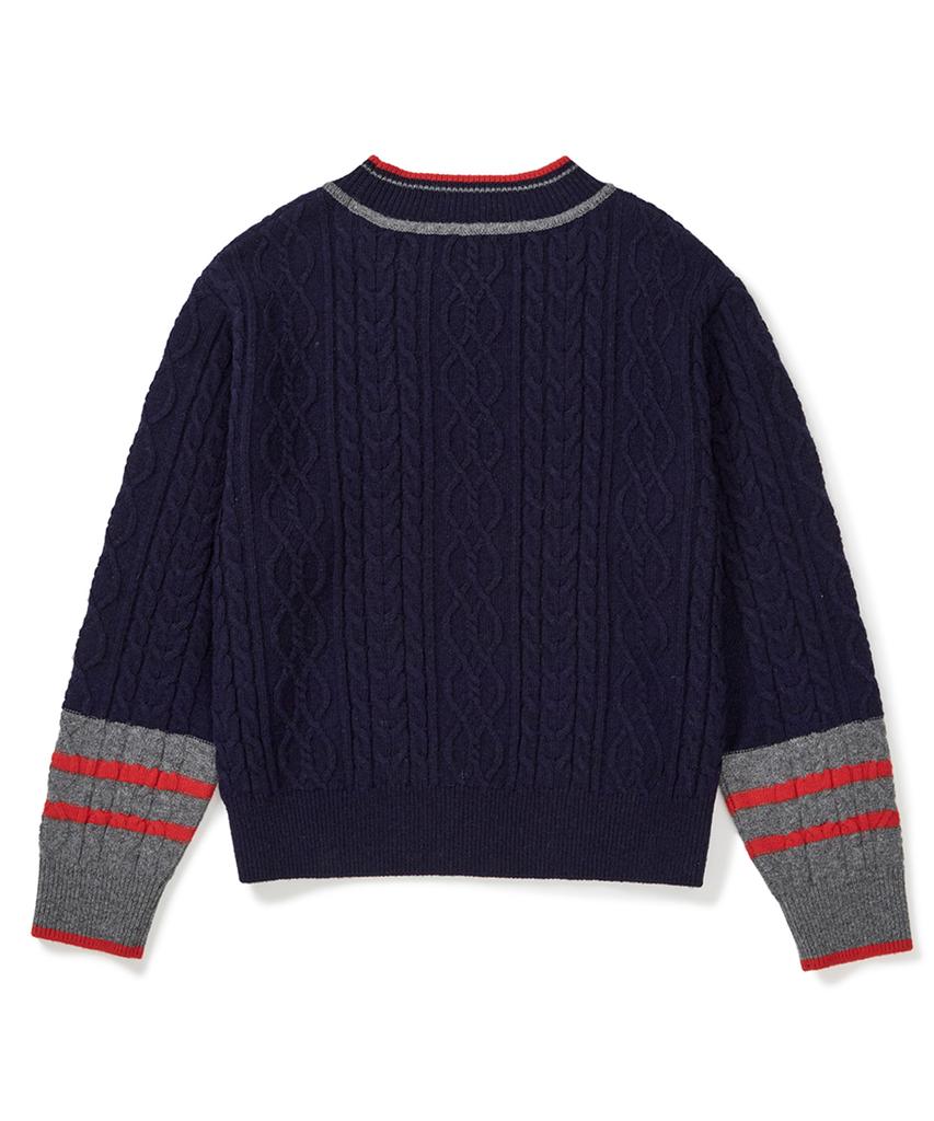 CLOVE [23Fw Clove] Cable Highneck Pullover (Navy)