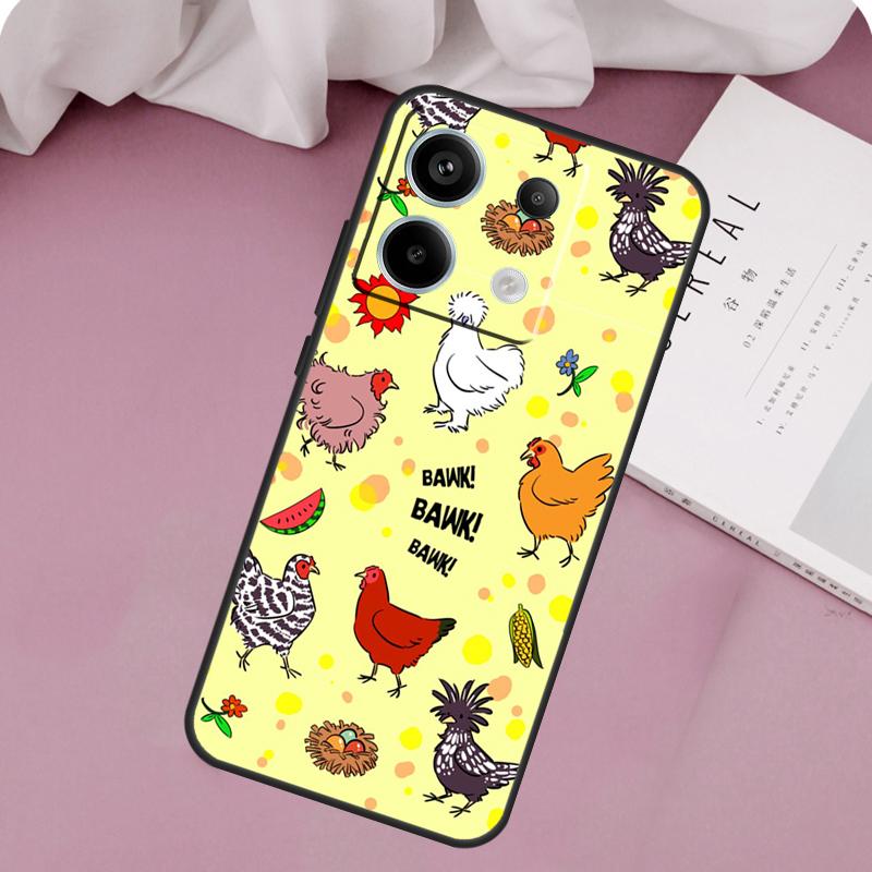 

Cartoon Chicken Rooster Case For Xiaomi Redmi Note 14 13 12 11 10 9 15 Pro Plus Redmi 15 14C 10C 12C 13C 15C Cover Redmi Note 14 Pro 5G