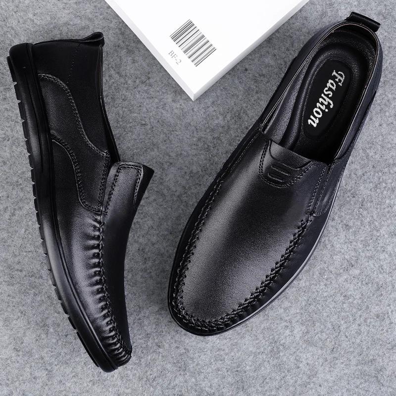 Fashion New Mens Loafers Genuine Leather Men Shoes High Quality Formal Casual Moccasins Soft Breathable Slip On Boat Shoes Driving Shoes