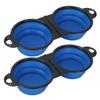 HHO-Portable Outdoor Travel 1-Piece 2-In-1 Foldable Dual Bowl Feeding Drinking Bowl For Dogs Cats Pet Supplies Water