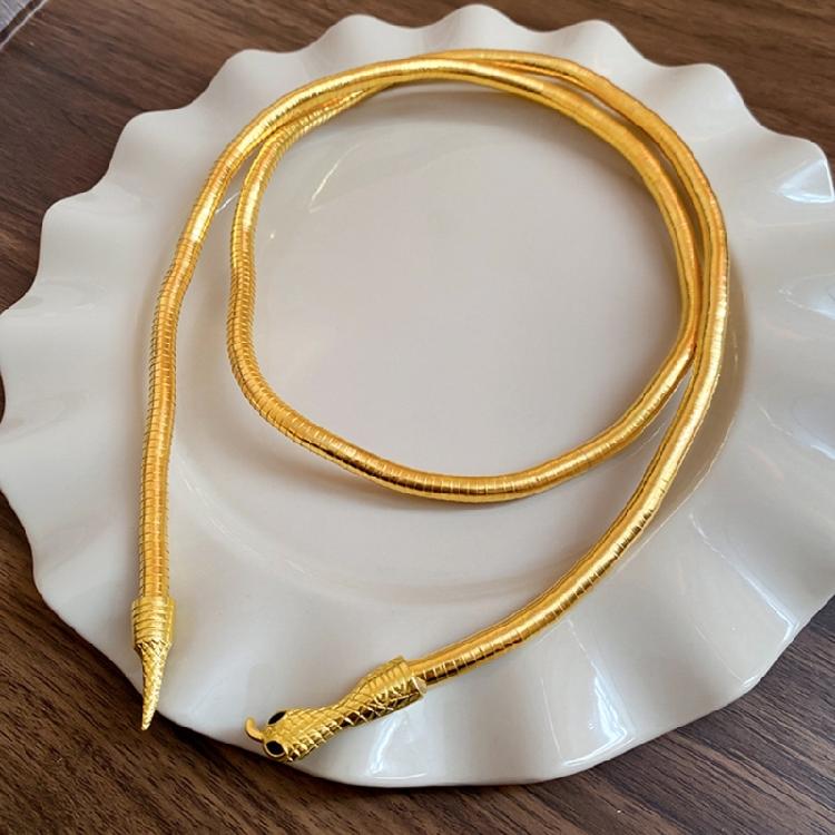 Fashionable Gold/Silver Snake Necklace Versatile Snake Necklace Neck Chain With Two Wearing Options For Chic Outfits