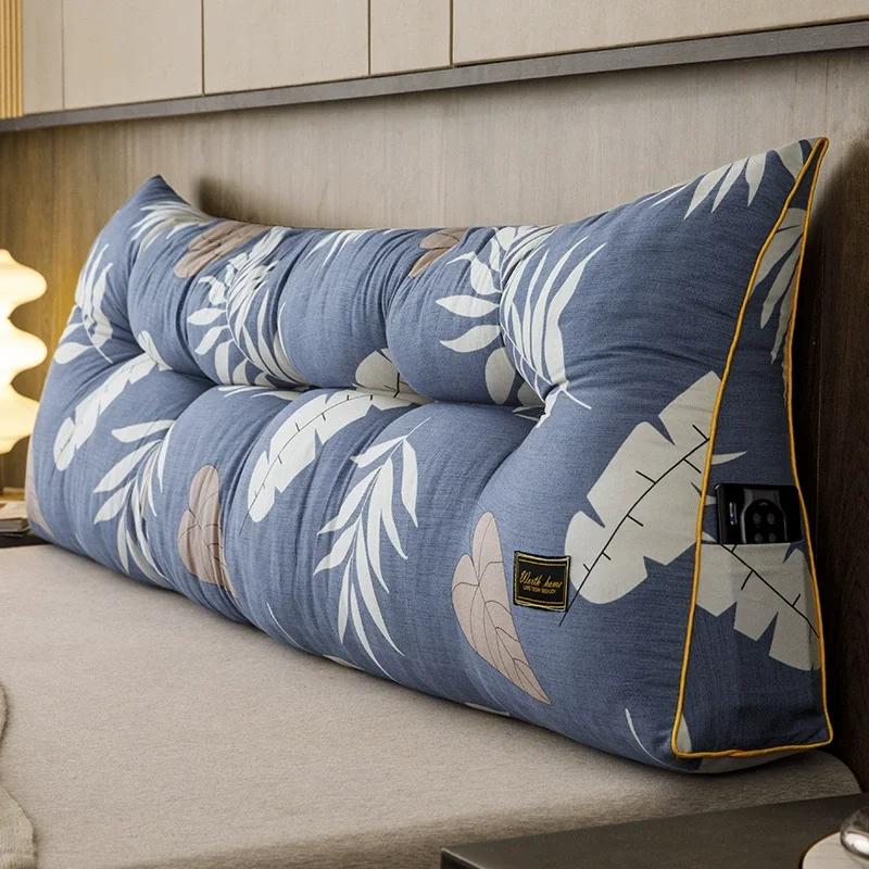 

Triangular Headboard Wedge Pillow for Daybed with Side Pockets Removable Washable HighElastic Filler Back Lumbar Support Cushion 80x50x15cm