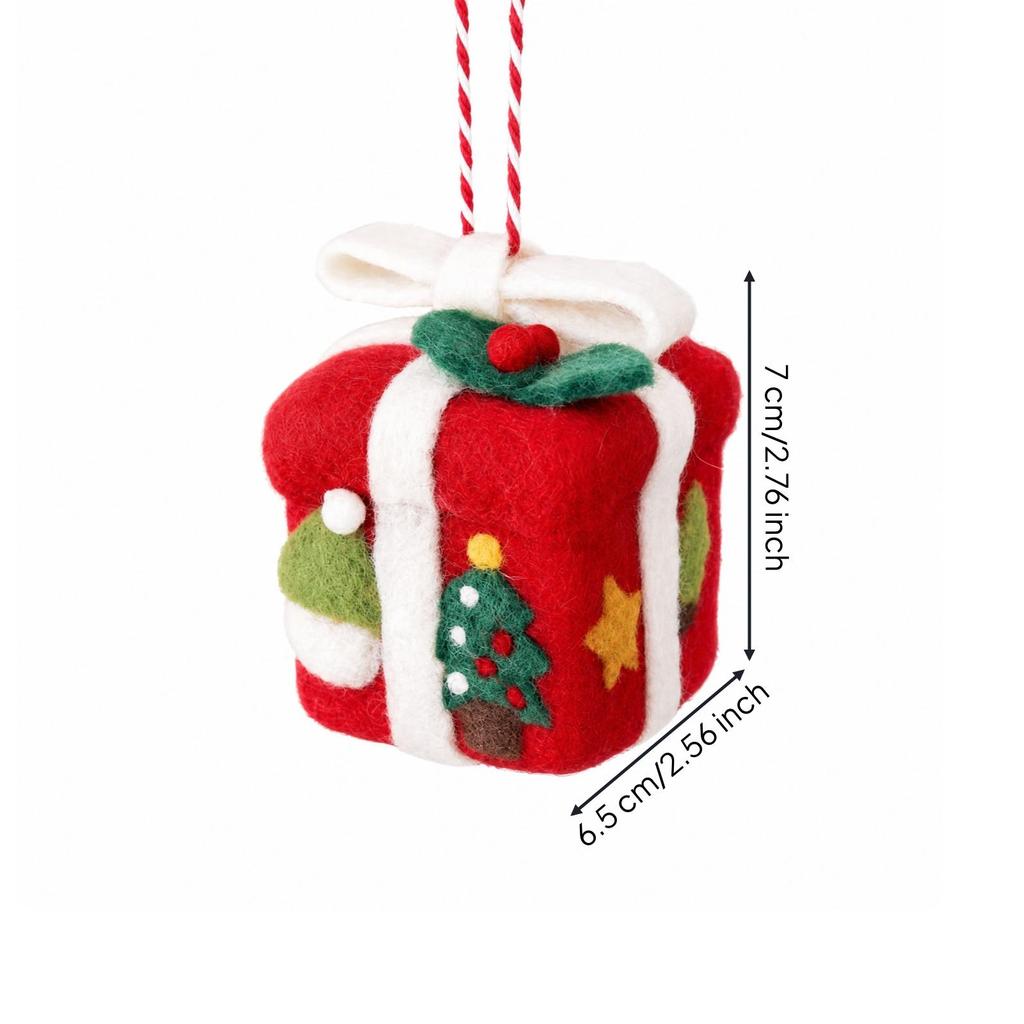 Wool-Felt Gift Box Ornament Festive Felt Gift-Box Christmas Cute