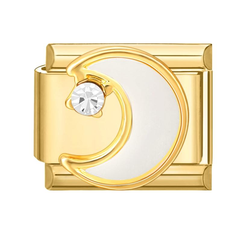 New Y2K Gold Color Butterfly Moon Bow Shell Star Pearl Pendant Italian Charm Link Fit 9mm Stainless Steel Bracelet DIY Making