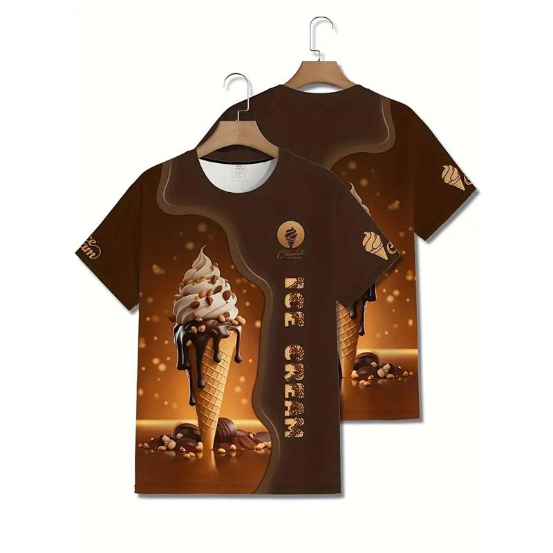 Men's Ice Cream Funny T Shirt Short Sleeve T Shirt 3D Print O-Neck Shirt Men Women Party Summer Harajuku Cool Tee Tops Clothing