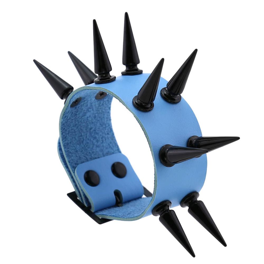 Emo Spike Bracelet Vegan Leather Punk Bracelets Goth Girl Boy Cuff Bangle Studded Halloween Wristband for Women Men Jewelry