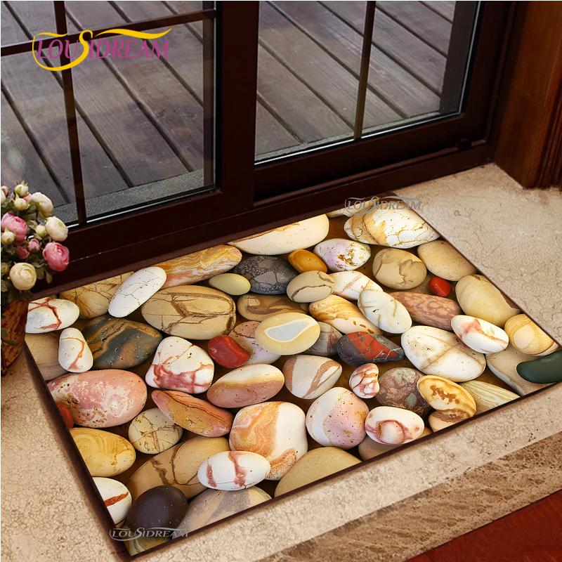 3D Cobblestone Welcome Entrance Doormats Cartoon Carpets Rugs For Home Bath Living Room Floor Stair Kitchen Hallway Non-Slip Mat