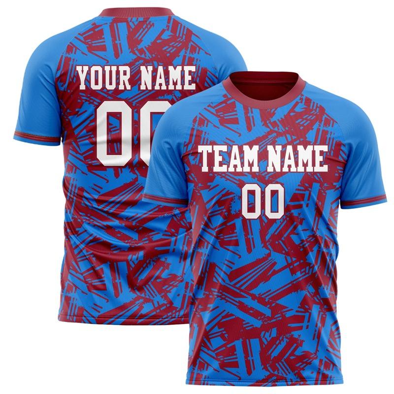 Sports Football Jersey, Round-neck Blue Sports T-shirt, Tight-fitting and Quick-drying Style, Team Uniform Attire