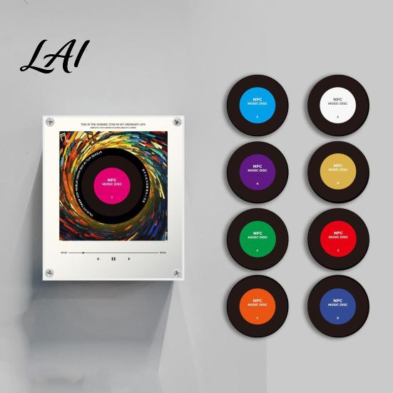 Acrylic Magnetic Music Box Refrigerator Player NFC Enabled Vinyl Record Fridge Magnet Metal Surface Magnet with LED Light Decoration for