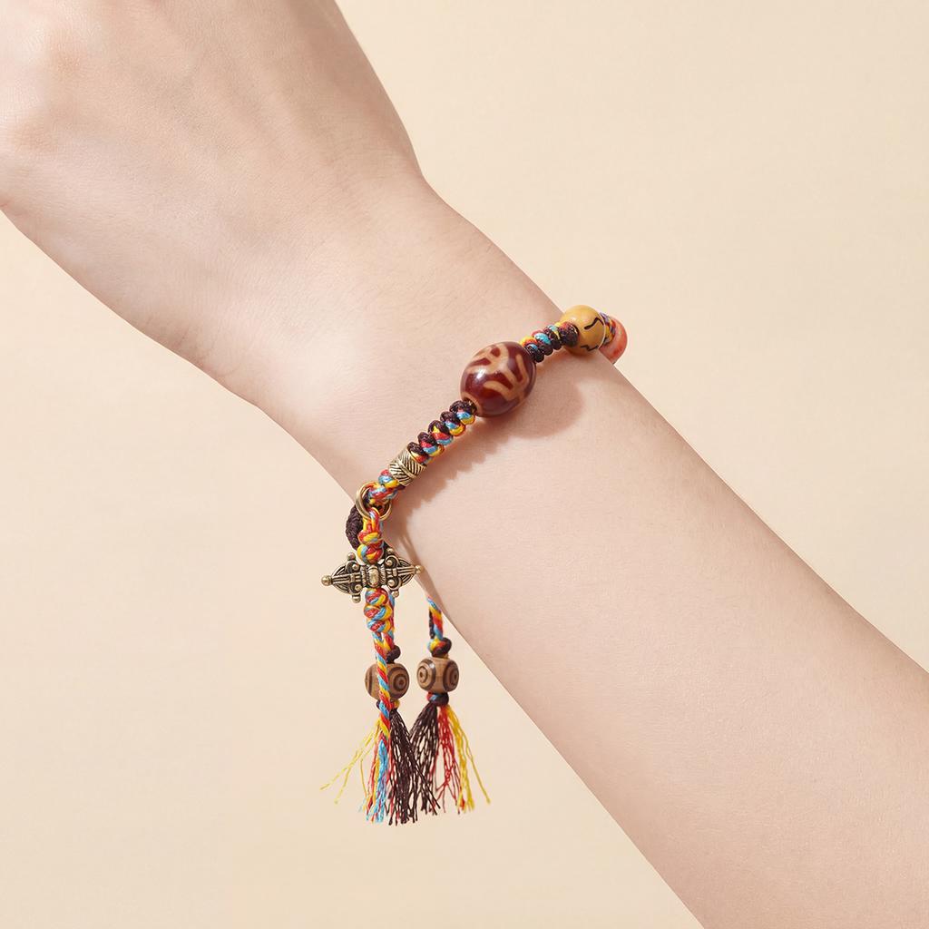 DAYANEY Red String Bracelet Unisex Buddhist Natural Stone Hemp Rope Adjustable Protection Gift Amulet for Good Luck Matching