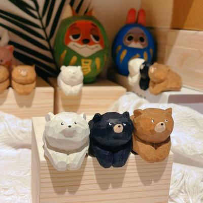 Miniature Bear Figurines Hand-painted Unique Eye Catching Bear Decoration For Home Decoration