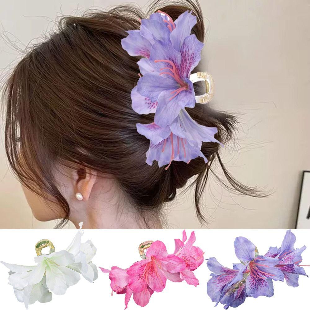 Comfortable To Wear Canna Flower Hair Claw Non-slip Styling Hair Crab  Beach