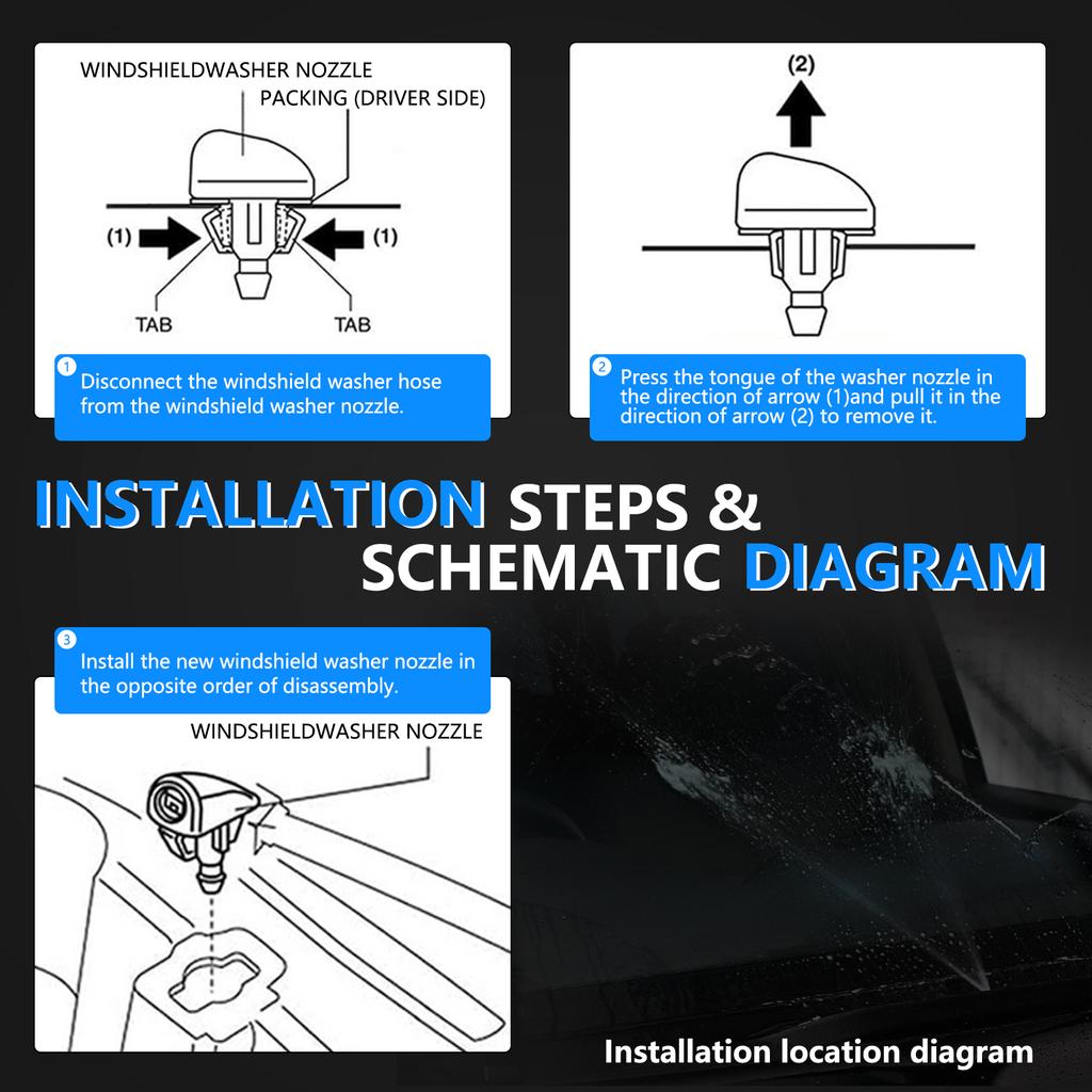 2Pcs Wiper Front Windshield Wiper Washer Jet Nozzles For Honda Civic Accord MK7 FR-V Element Odyssey 2003-2006 OE# 76810-SDA-A11