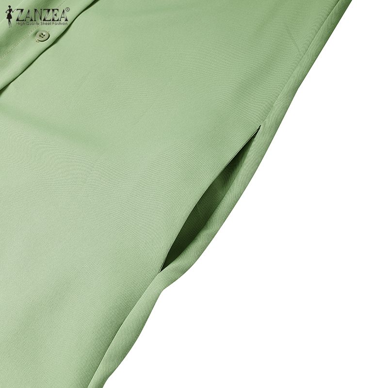 ZANZEA Women Casual Turn Down Collar Long Sleeve Loose Shirt Dress