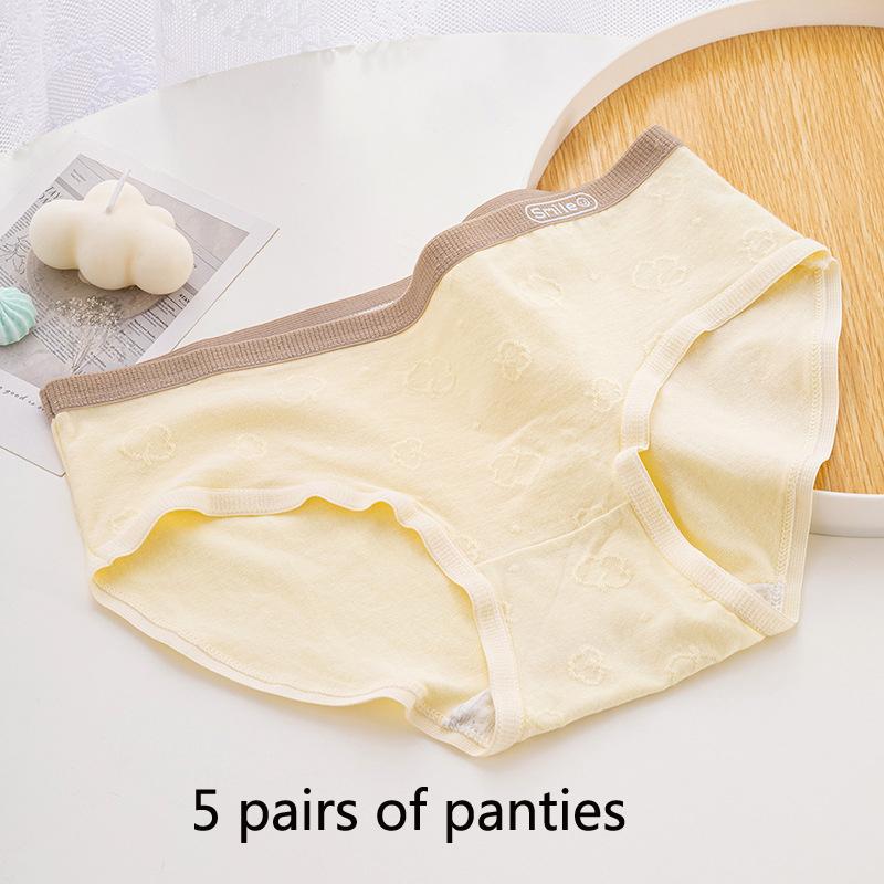 

5A Full Pants Mid-waist Women s Panties Class A Baby Cotton Cloud Jacquard Antibacterial Crotch Girls Student Panties XL