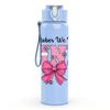 1PC In October We Wear Pink Bow 750ml Color Plastic Sports Water Bottle Leakproof Flip Straw Lid Suitable for Sports Office Home Use
