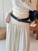 Brown Retro Punk Wide Waist Belt with Rivet Buckle - Women's High-End Dress Accessory