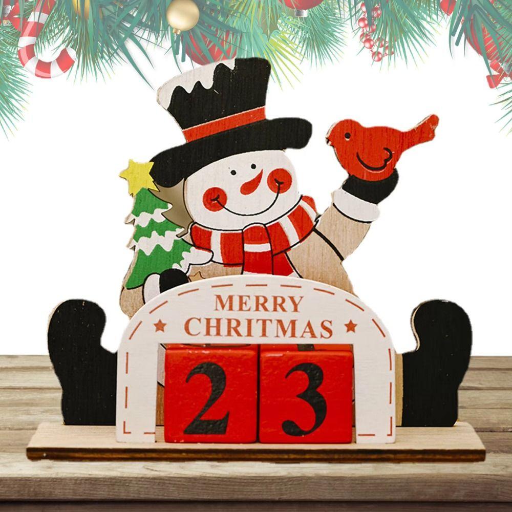 Creative Christmas Countdown Calendar Cartoon Wooden Christmas Calendar  New Year