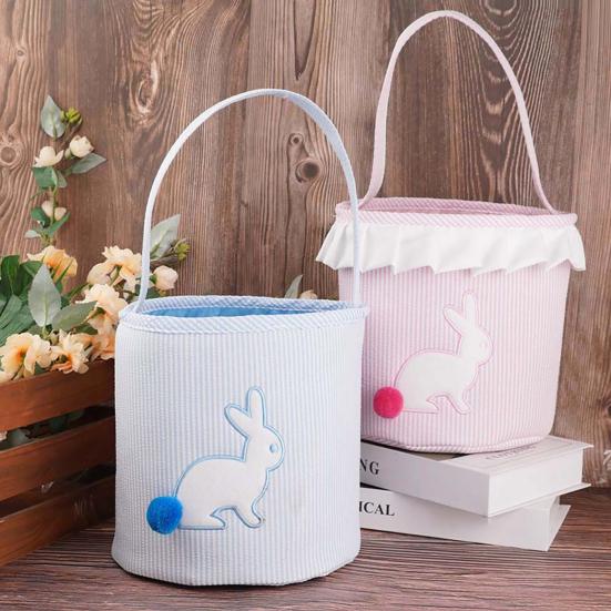 Ostern Aufbewahrungstasche Niedlicher Hasen-Eimer mit langen Ohren und Schwanz Handlich Weicher Stoff Süßigkeitenhalter für Feiertagspartys Picknicks Geschenkdekoration