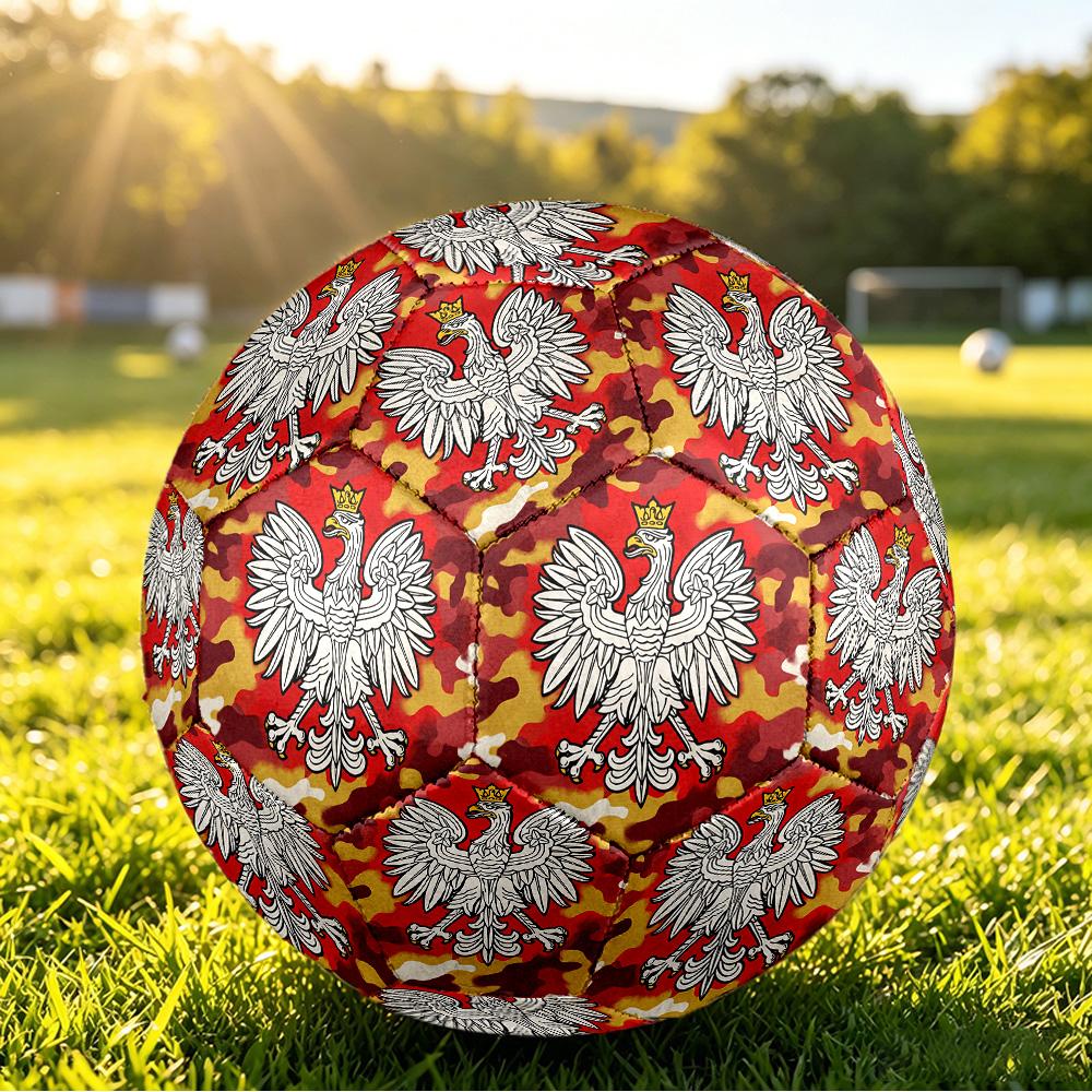 Poland Football Printed Size 5 Soccer Ball Wear Resistant Standard Adult Training Football Fan Gift for Indoor Outdoor Match Sports