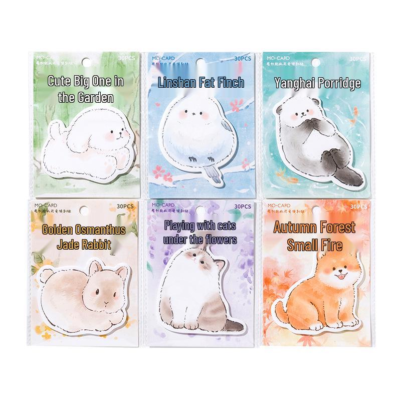 Mò Mò Guófēng Cartoon Animals Sticky Notes – Reusable Student Memo Stickers