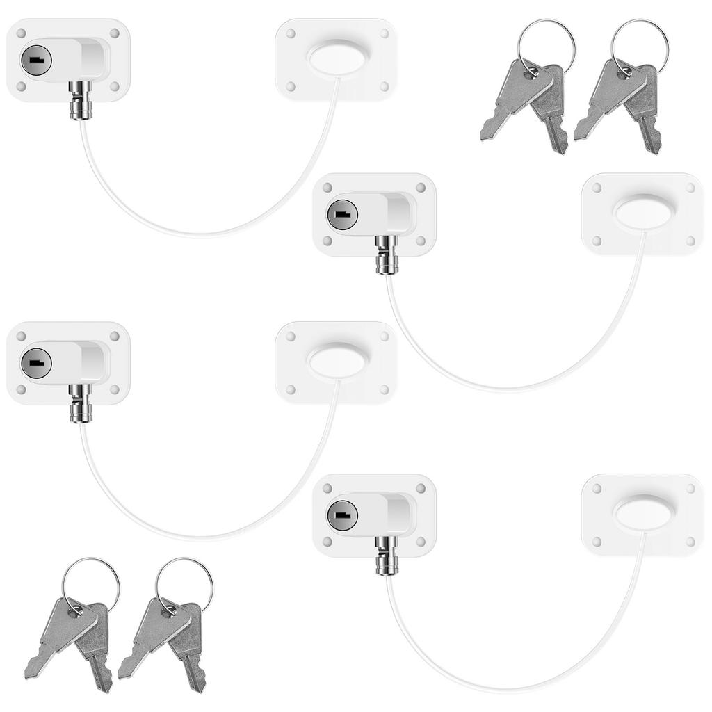 4/8 PCS Cabinet Lock Proof Refrigerator Lock with Key Self Adhesive Fridge Lock Combo Child Freezer Door Lock for Baby Safety